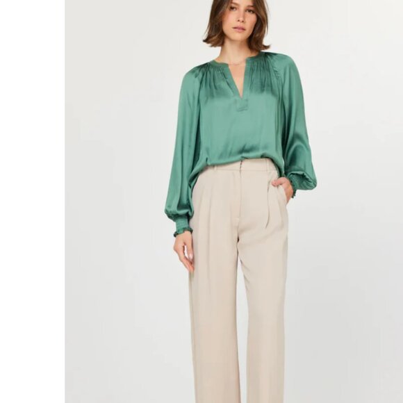 Sophie Cream Smocked Cut Current Air Blouse Sz S - Picture 10 of 10